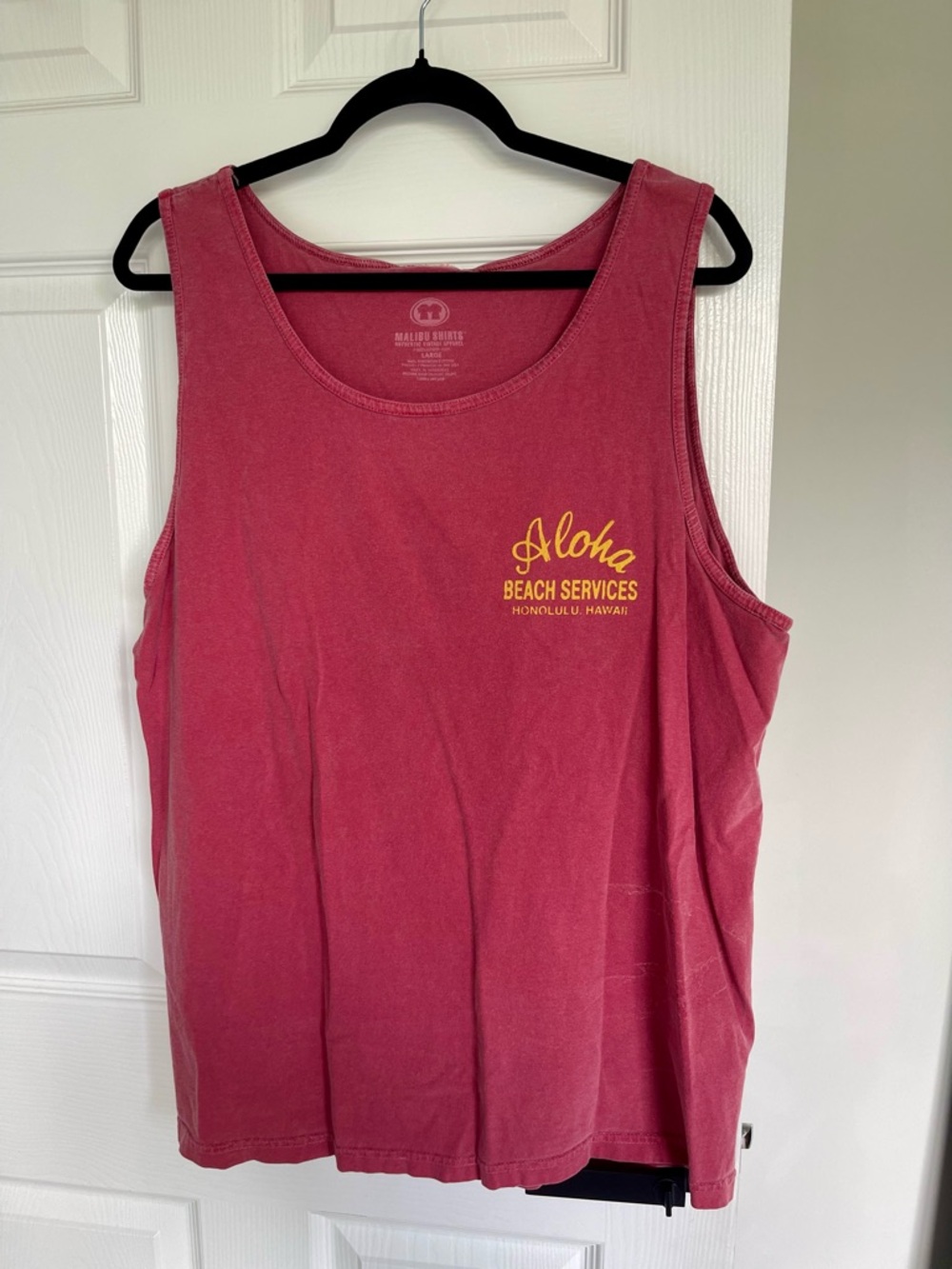Aloha Beach Services Graphic Tank Top - Dusty Red with Yellow Logo